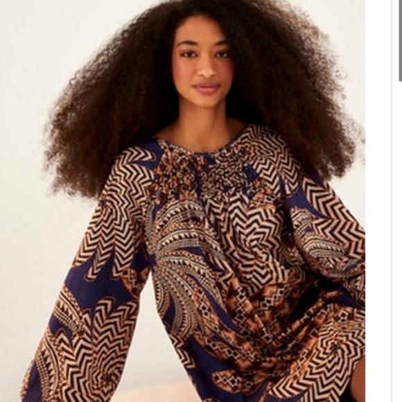 Farm Rio Yawanawa Vanahu Mini Dress Women’s Size M Balloon Sleeves Banana Print - Picture 6 of 8